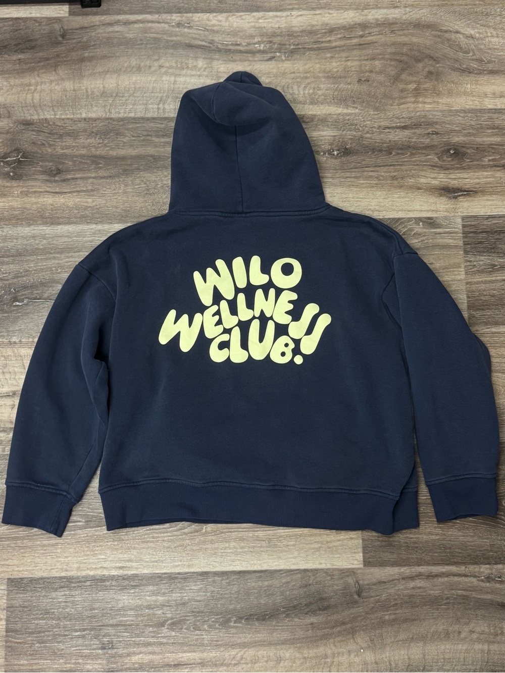 Wilo The Label Wellness Club Navy and Yellow Bubble Hoodie Women’s Medium - Picture 1 of 4